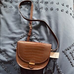 J Crew Crocodile-Embossed Crossbody Bag